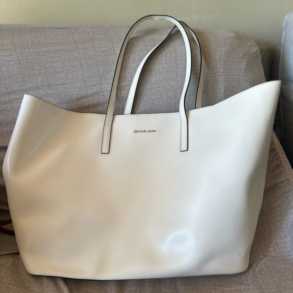 MICHAEL Michael Kors White Leather Tote Bag